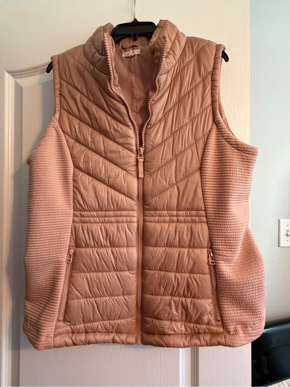 Maurices Quilted Sleeveless Vest in Dusty Peach